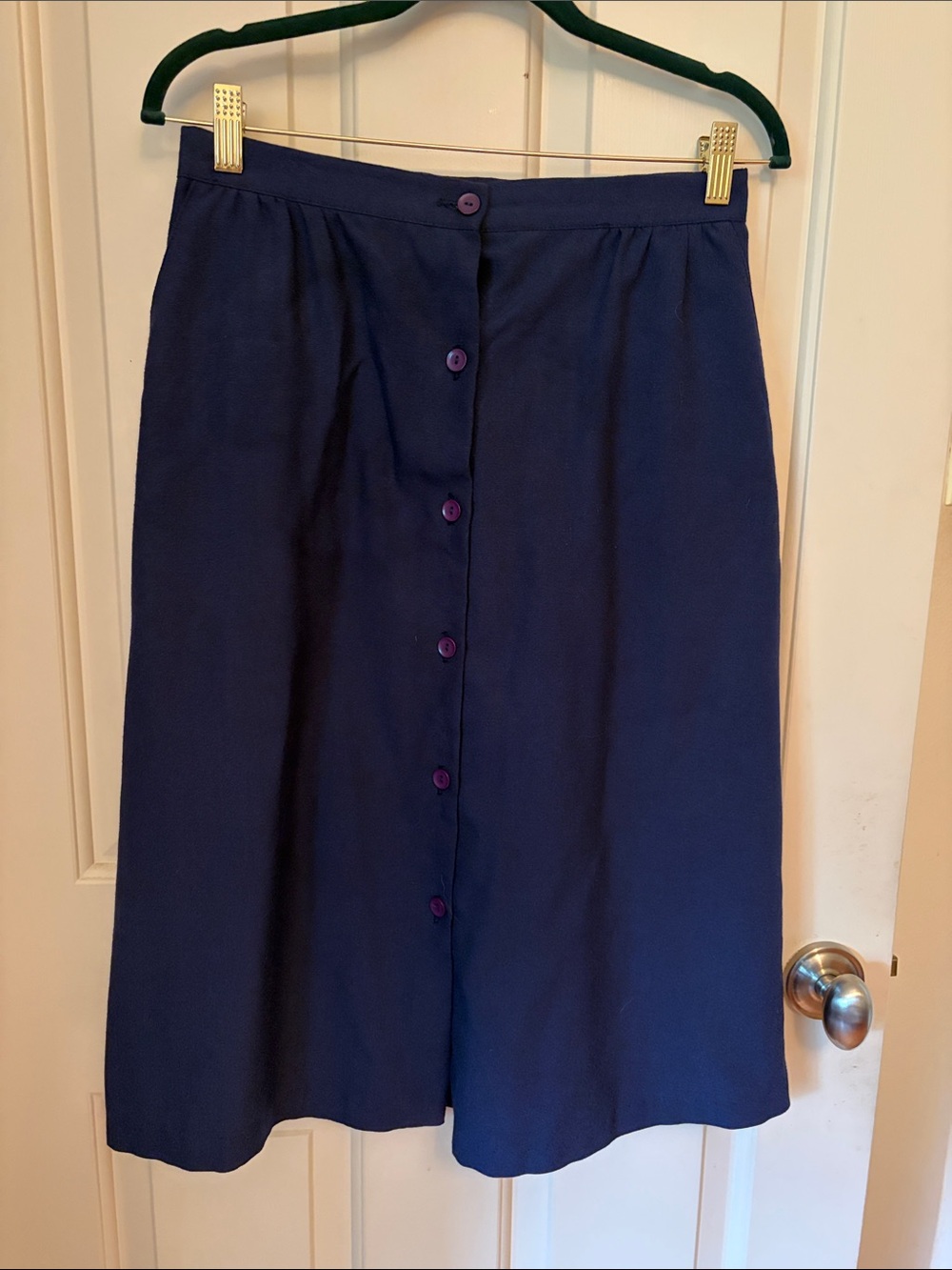 Classic Navy Button-Front Women's Skirt